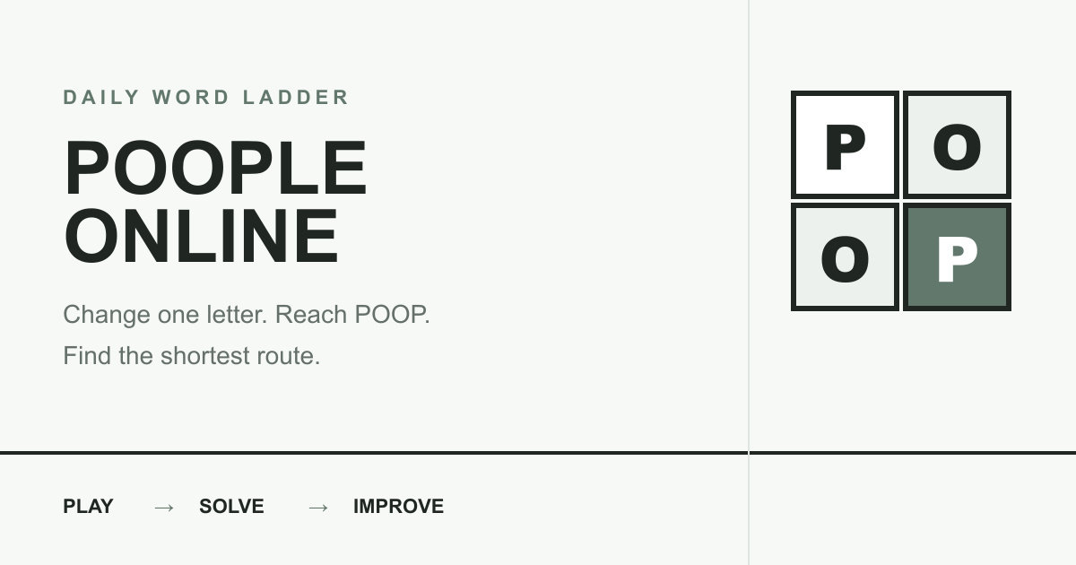 Poople strategy shown as connected four letter word tiles